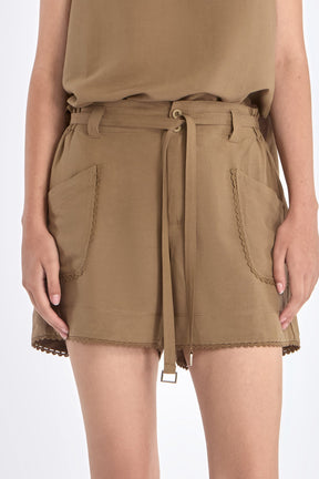 Lira Linen Blend Shorts | Taupe