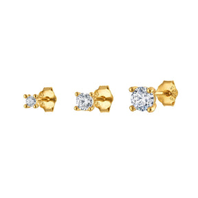 3 Gold Pave Earring Stud Set