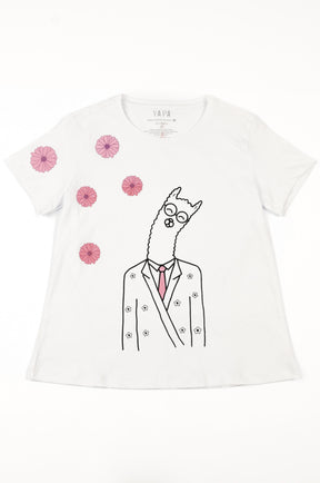 Alpaca Design Cotton T-Shirt