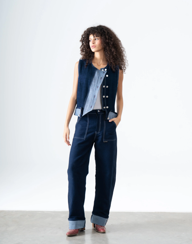 Cuffed Denim Pants