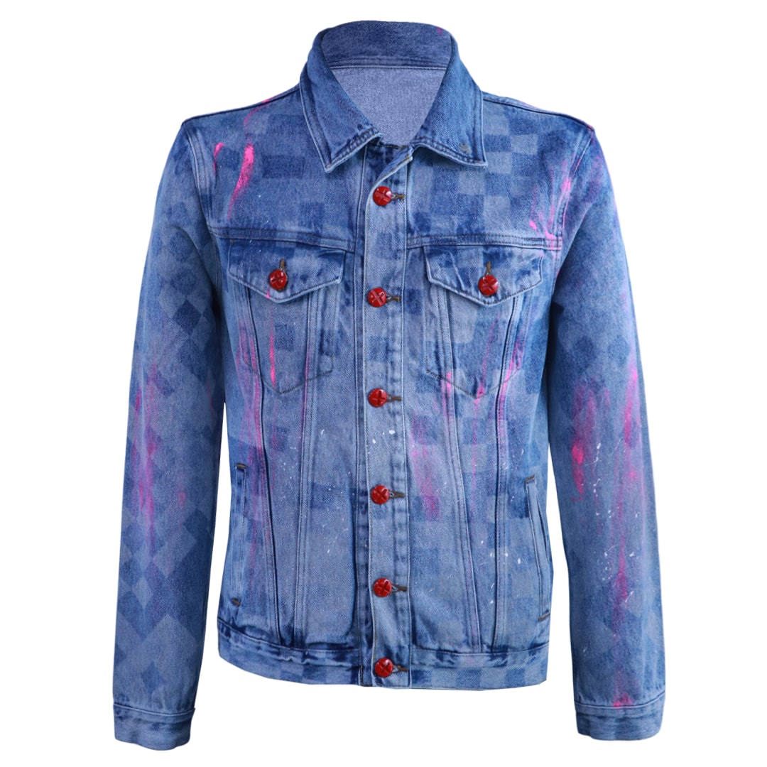 Blue denim jacket with cartoon print
