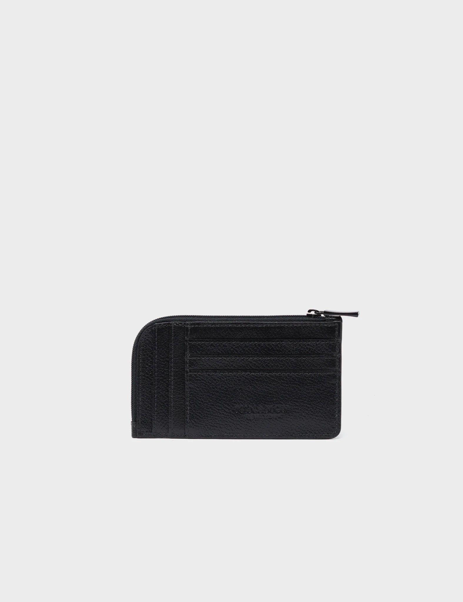 Fausto Black Leather Zip-around Cardholder - All Over Eyes Embroidery