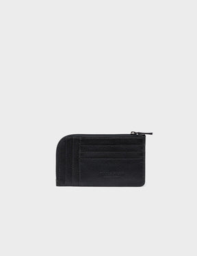 Fausto Black Leather Zip-around Cardholder - All Over Eyes Embroidery