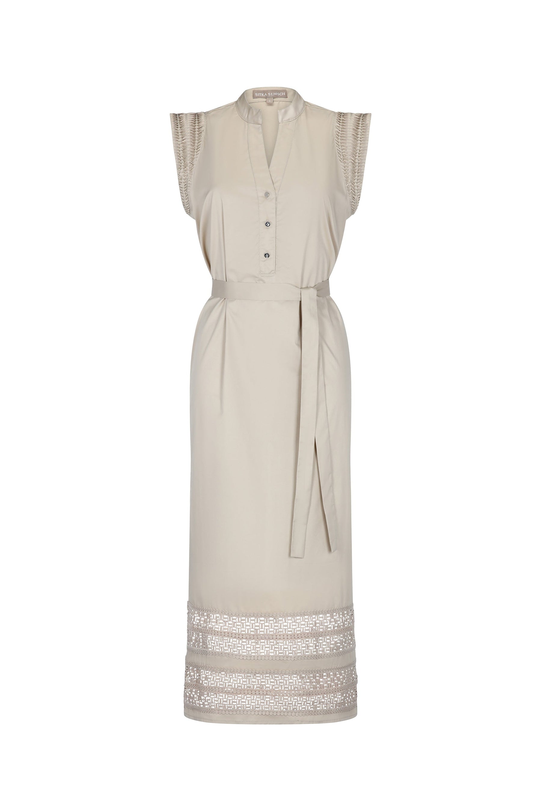 Maki Nehru Collar Dress | Ecru