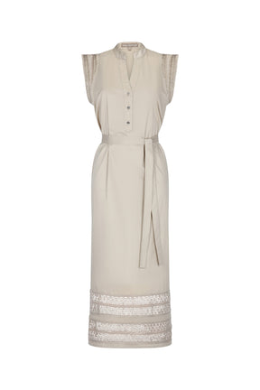 Maki Nehru Collar Dress | Ecru
