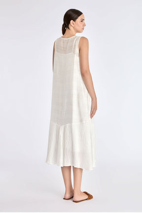 Lenox Godet Dress | Off White