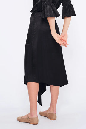 Olenka Asymmetric Ruched Skirt | Black