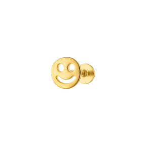 Happy Face Gold Flatback Earring Stud