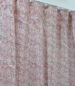 Haridwar Floral Block Print Viscose Linen Curtain