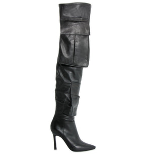 Stylish Leather Thigh-High Boots with Pockets Illa