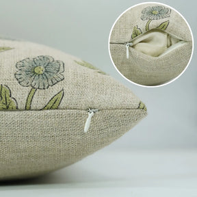 Designer Block Print Handmade Thick Linen Pillow Cover-Kirti
