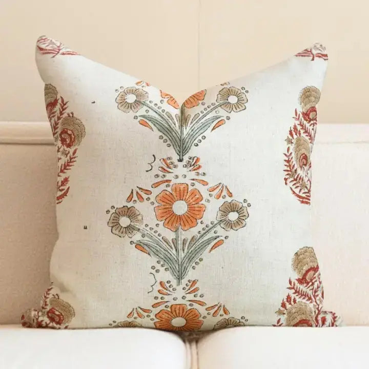 Natural Hand Block Printed Desgin Viscose Linen Pillow Cover - Vanshika Mohini
