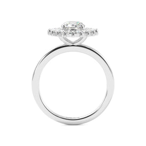 Round Tapered Baguette Halo Diamond Engagement Ring