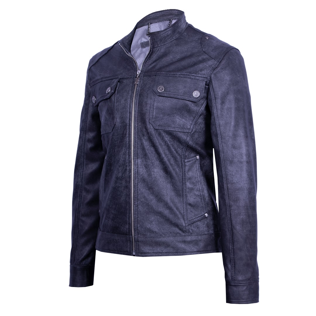 Dark Gray Distressed Leather Jacket