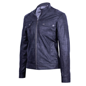 Dark Gray Distressed Leather Jacket