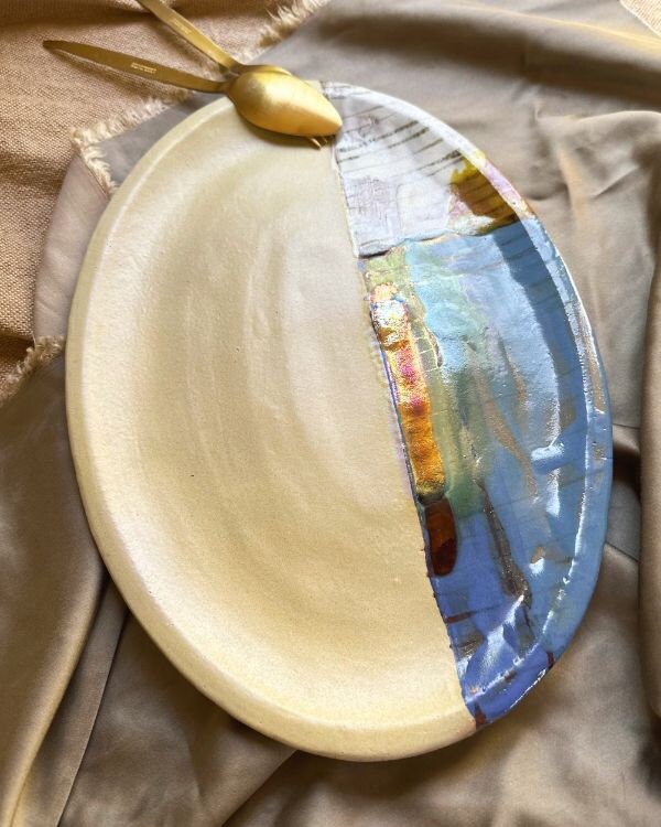 Abstract Blonde Serving Platter