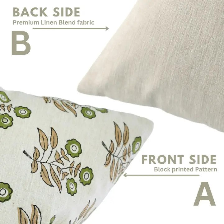 Home Decor Block Design Linen Blend Piillow Cover  - Neha