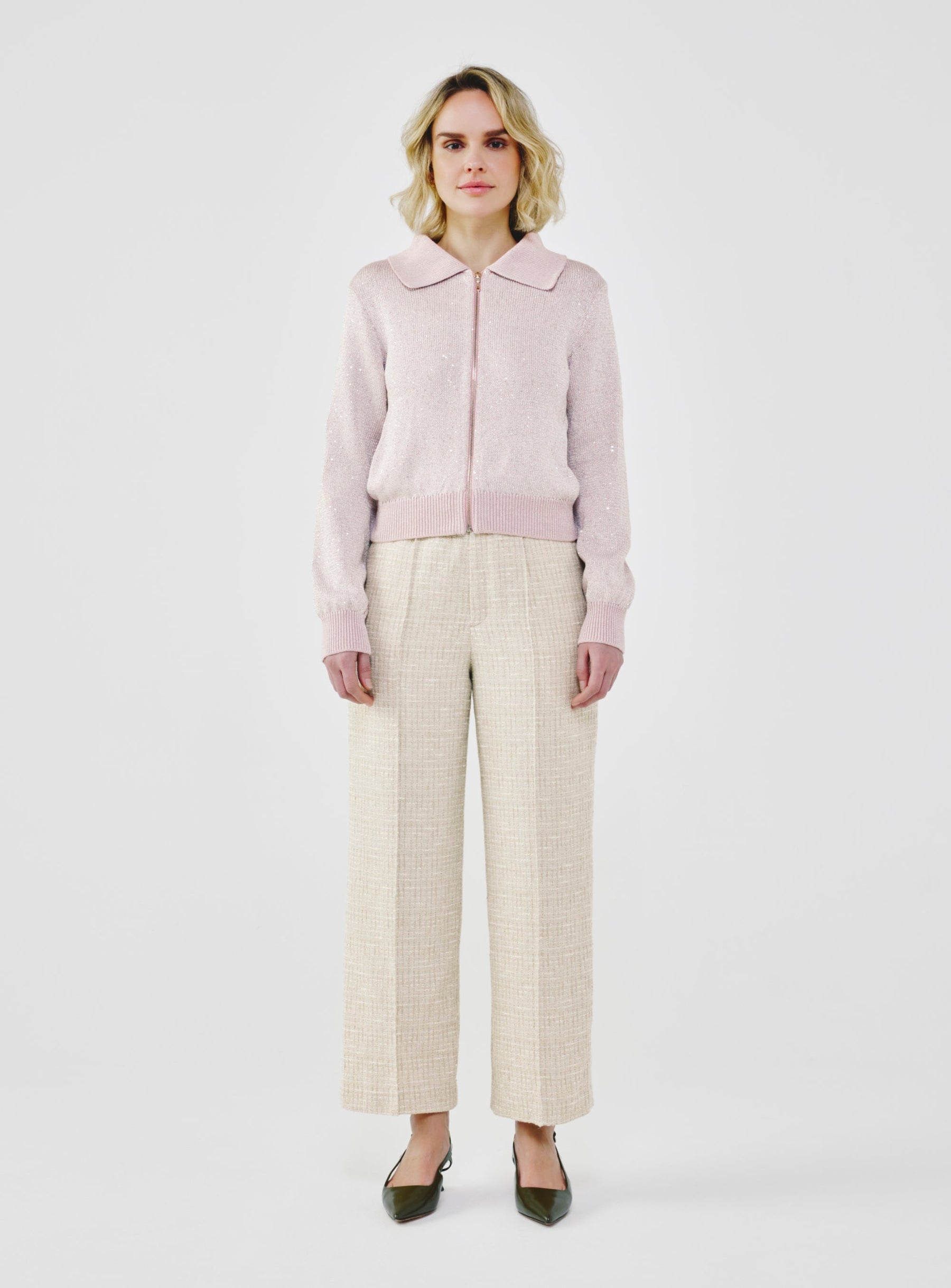 Sequin-Kissed Cotton Cardigan
