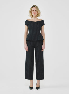 Tailored Pinstripe Bardot Top