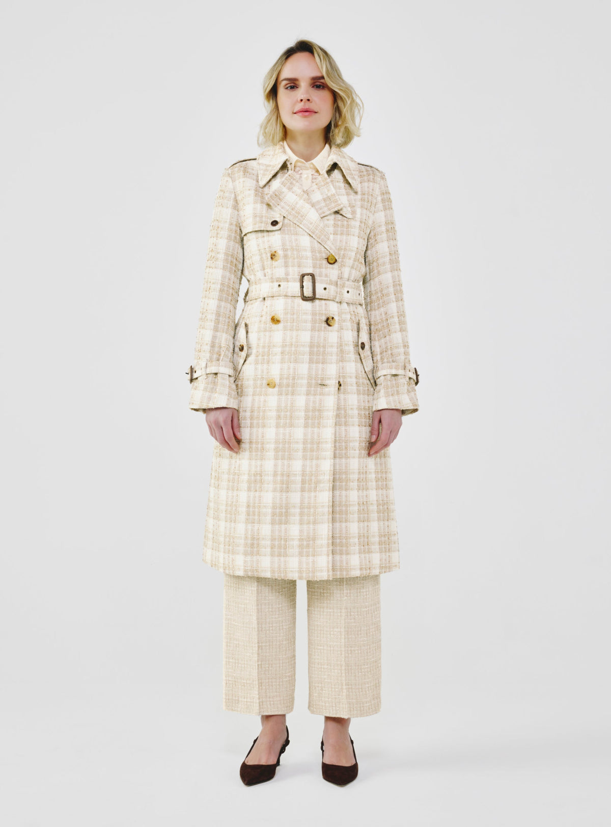 Heritage Plaid Tweed Trench
