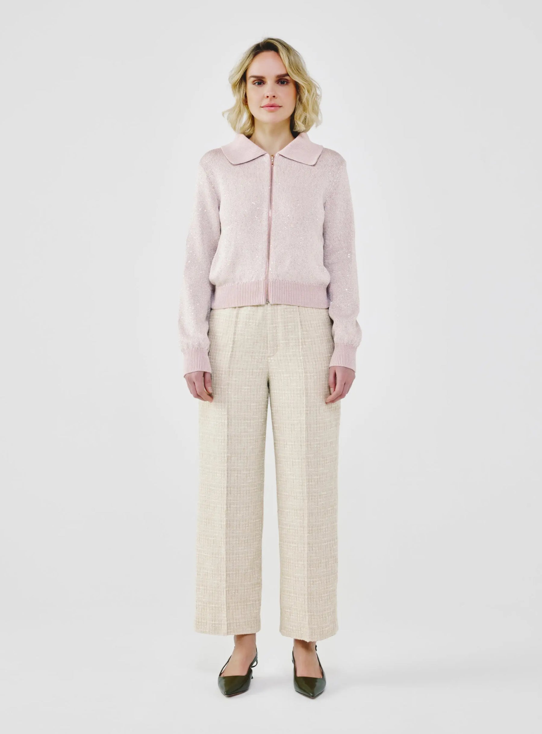 Sequin-Kissed Cotton Cardigan