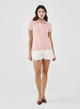 Cotton Polo Shirt with Fancy Tweed