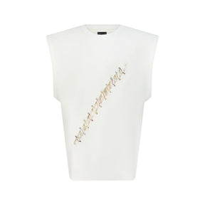 Cowrie Shell Embellished Sleeveless Shirt