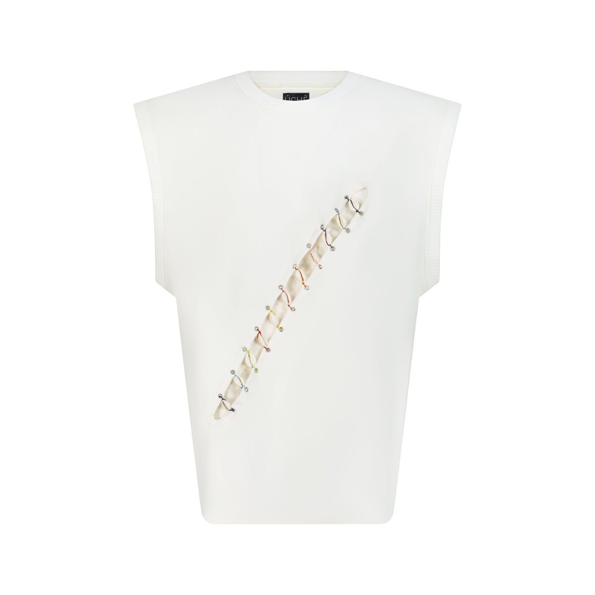 Cowrie Shell Embellished Sleeveless Shirt
