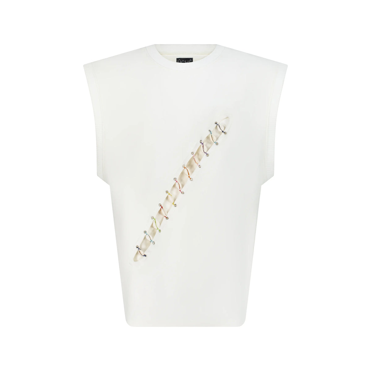 Cowrie Shell Embellished Sleeveless Shirt
