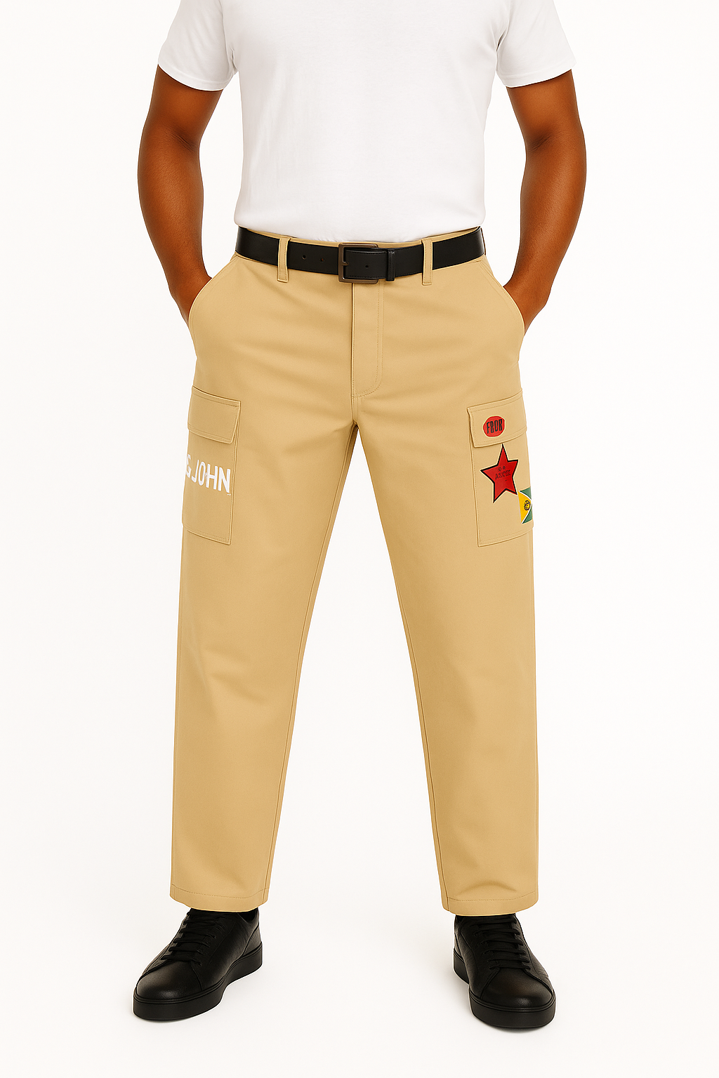 Khaki Logo Patch Cargo Pants