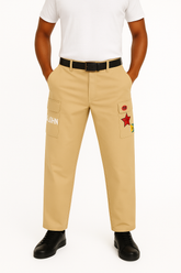 Khaki Logo Patch Cargo Pants