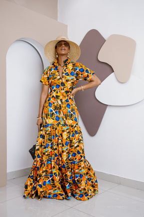 Omenana Kaftan Maxi Dress – Handmade African Ankara Elegance