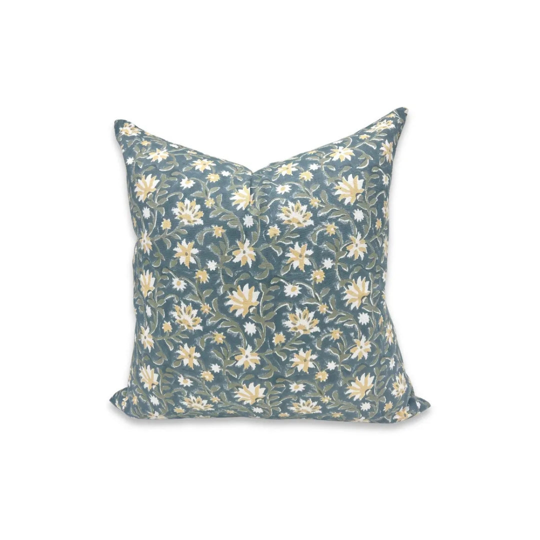 Artfully Hand Made Block Thick Cotton White Pillow Cover -Aradhana