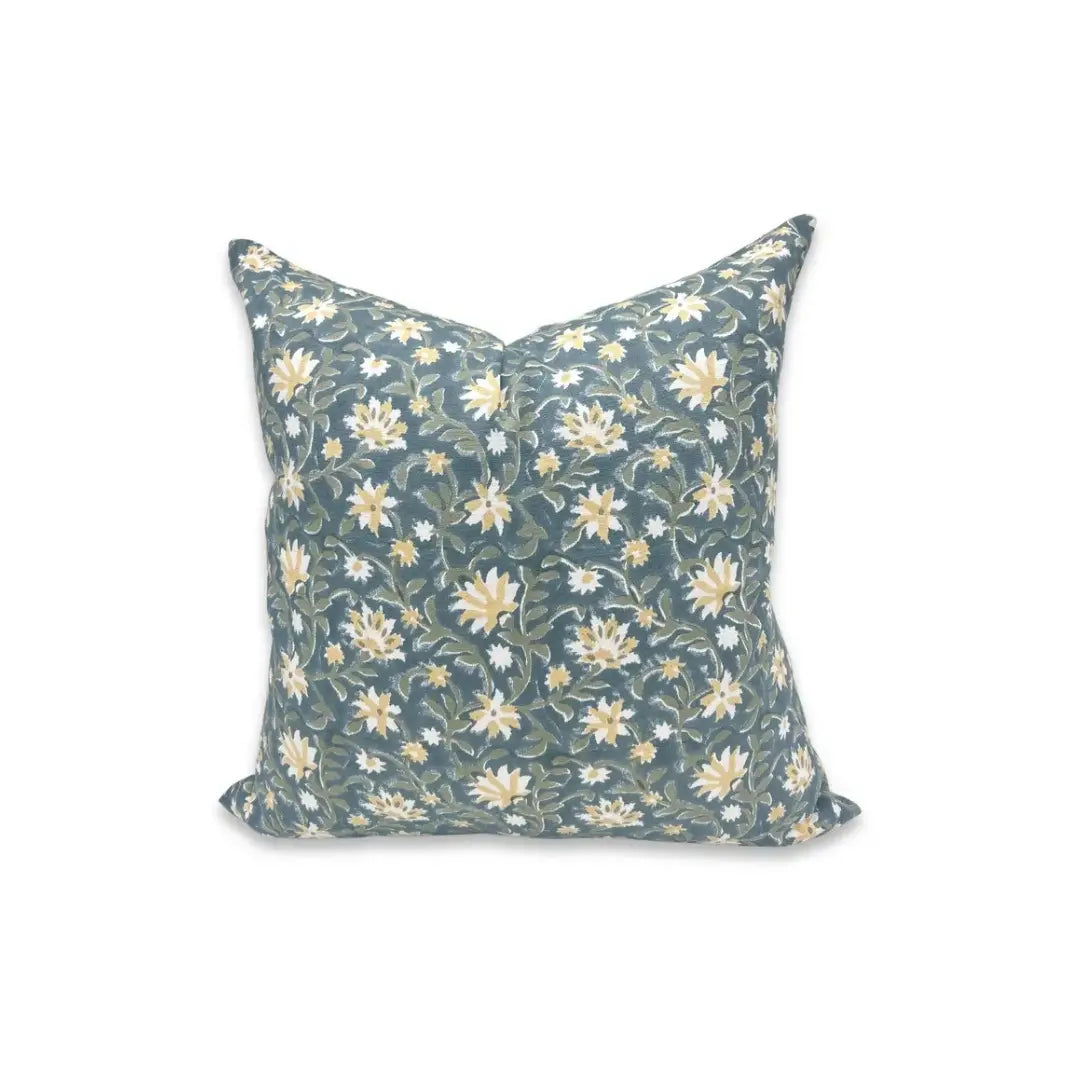 Artfully Hand Made Block Thick Cotton White Pillow Cover -Aradhana