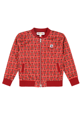 Kids Reversible Zip up Lightweight Bomber Jacket - Red Multicolor