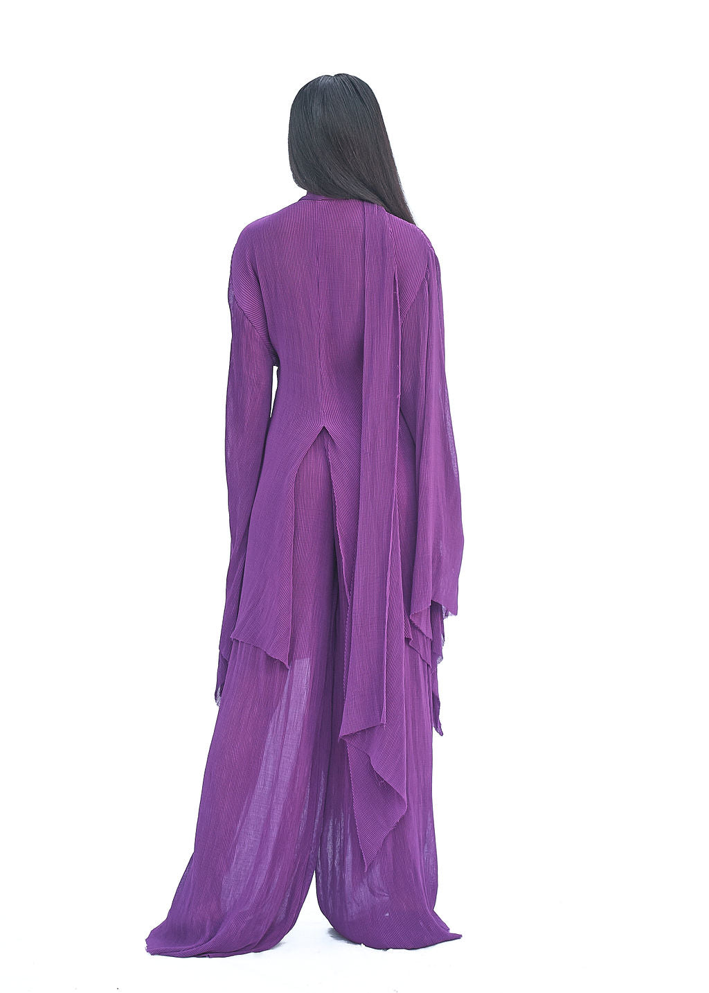 ZERA PLEATED KIMONO- PLUM