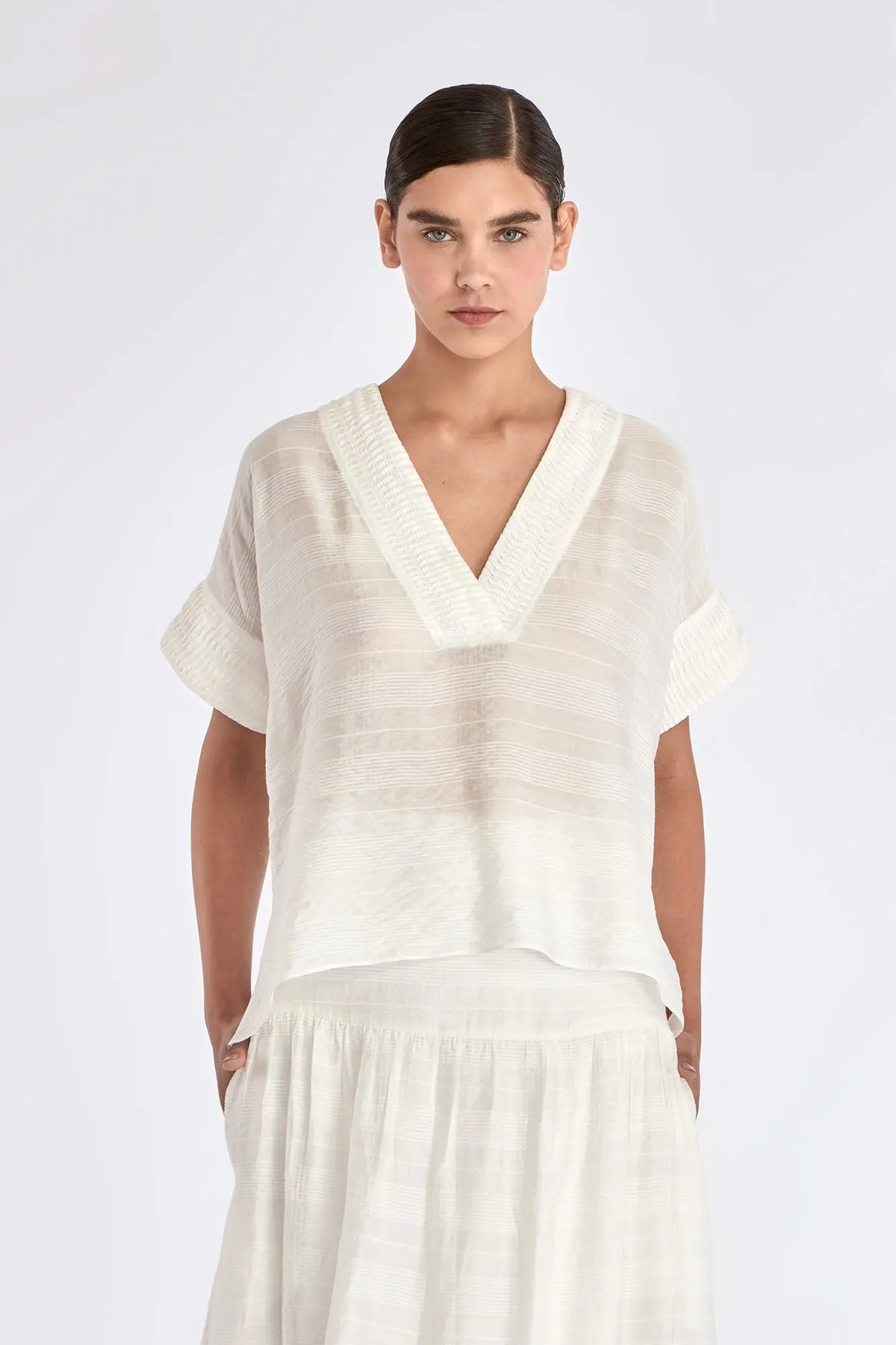 Ivy V-Neck Blouse | Off White
