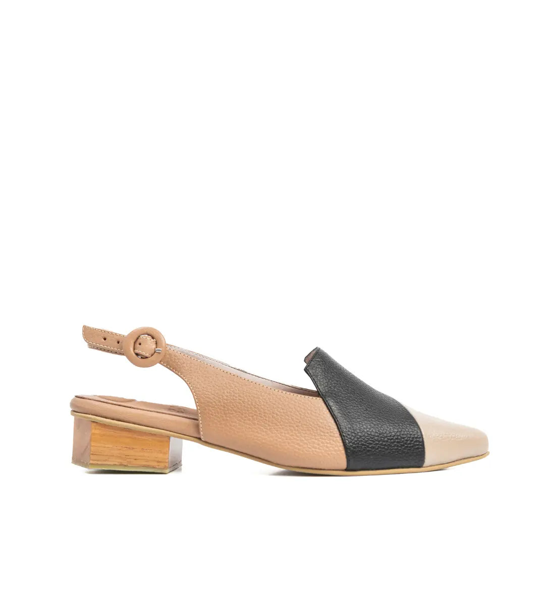 Patch Diagonal Leather Slingbacks
