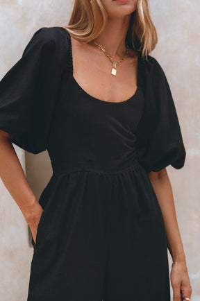 Heaven Bay Linen Jumpsuit - Black