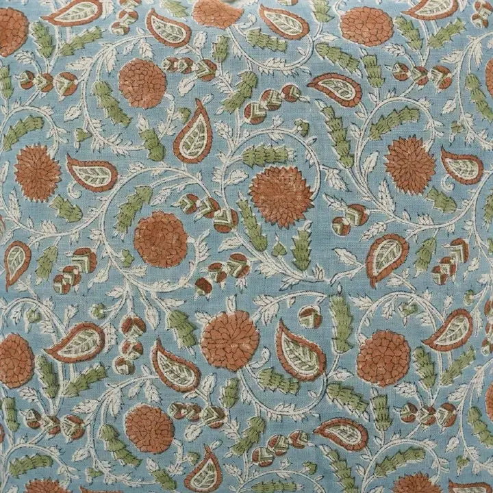 Traditional Hand Block Print Viscose Linen Pillow Cover - Gopi