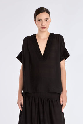 Ivy V-Neck Blouse | Black