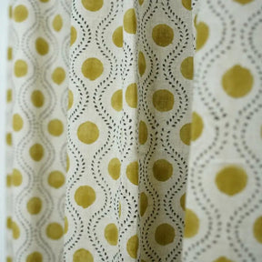 Bold Hand Block Print Viscose Linen Ring Curtain -raajbhog