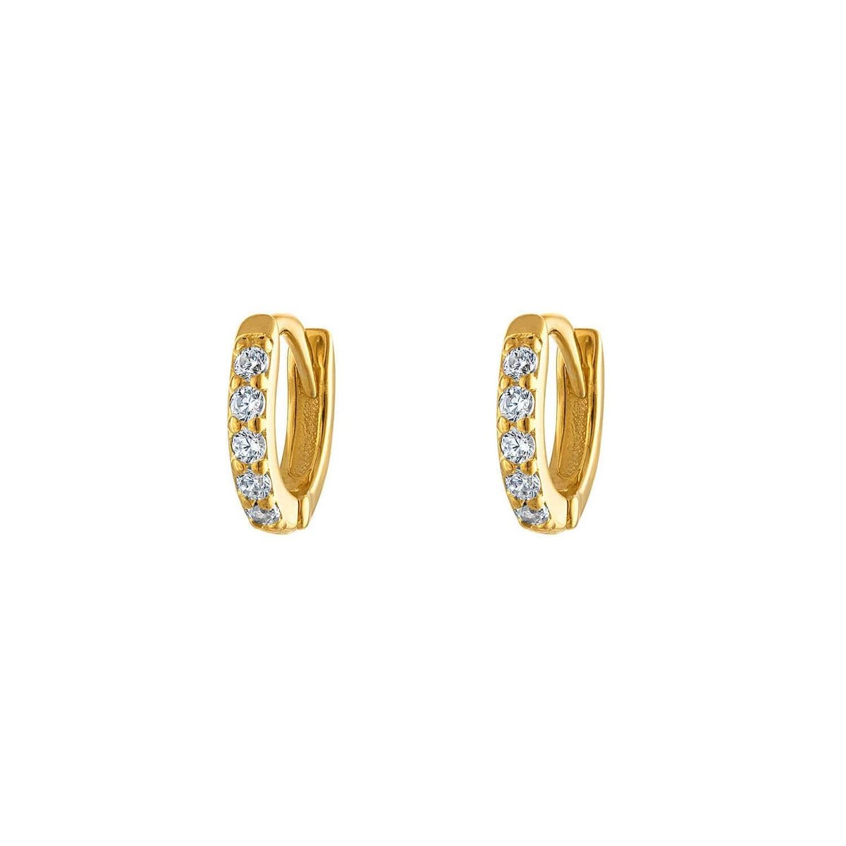 Gold Huggies Pave 6mm Hoop