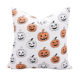 Decorative Handmade Block Printed Thick Cotton White Pillow Cover - Pumpkin