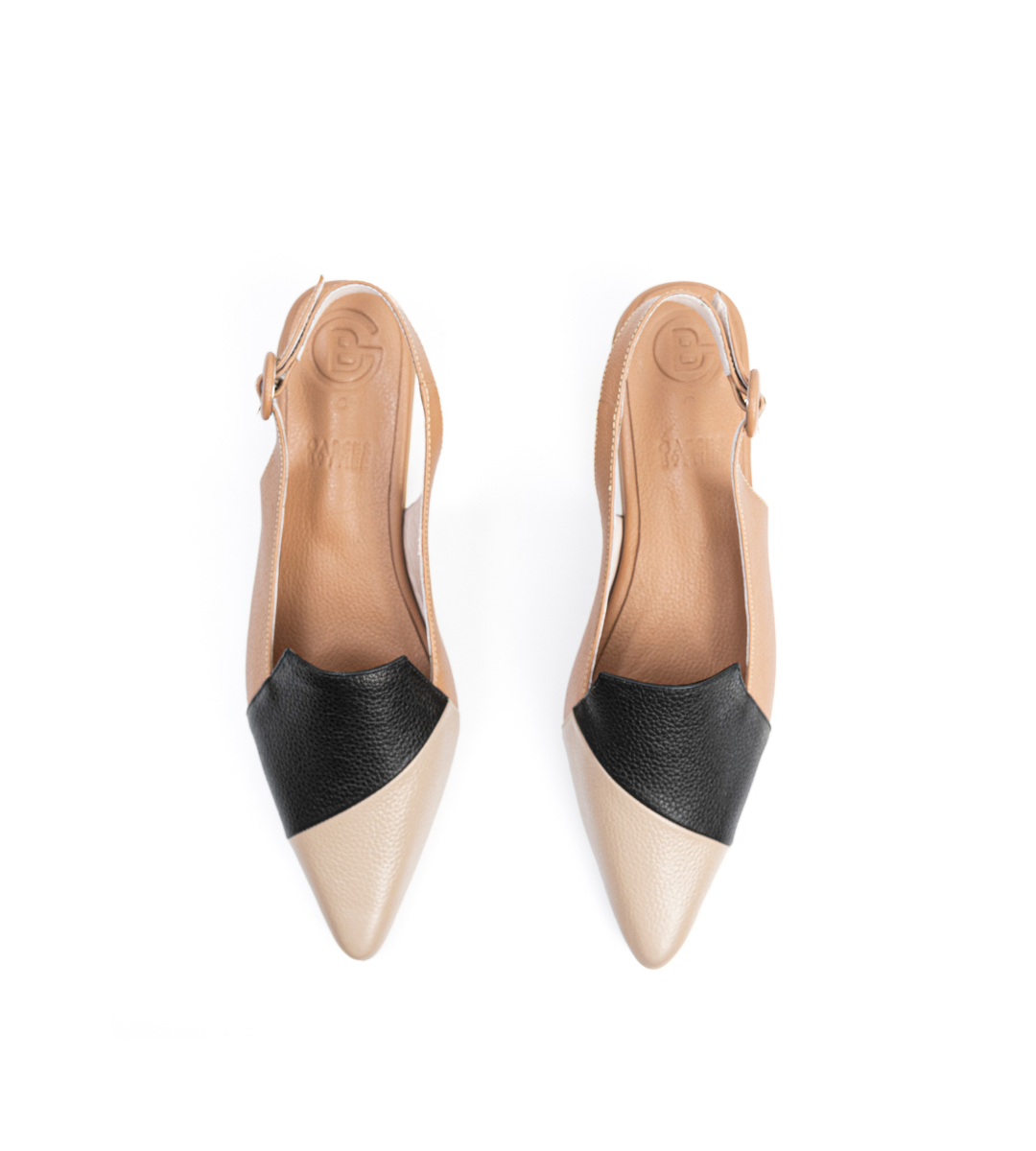 Patch Diagonal Leather Slingbacks