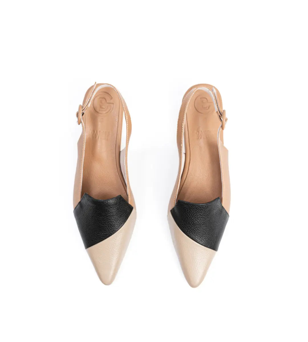 Patch Diagonal Leather Slingbacks