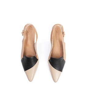 Patch Diagonal Leather Slingbacks