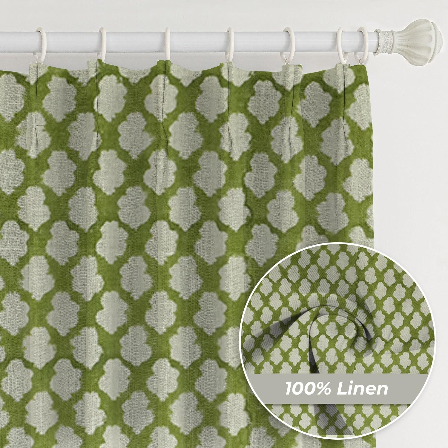Indian Block Print Pure Linen Window Curtain - Badal