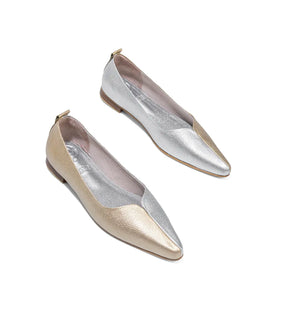Lola Metallic Two-Tone Pointed Ballet Flats