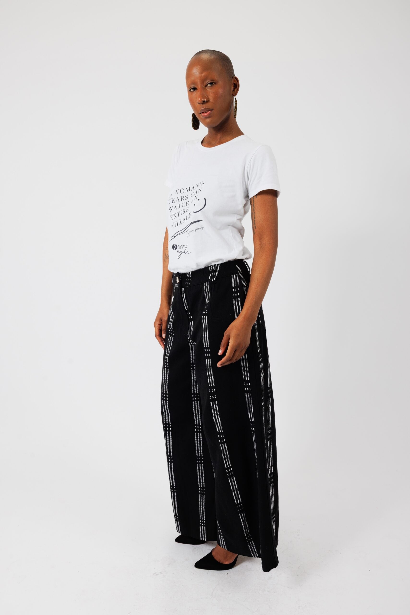 KEYS, Black Wide-legs trousers with denim cut